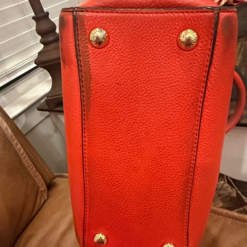 Michael Kors Red/Orange 2 Way Satchel with Gold Accents - Picture 15 of 16